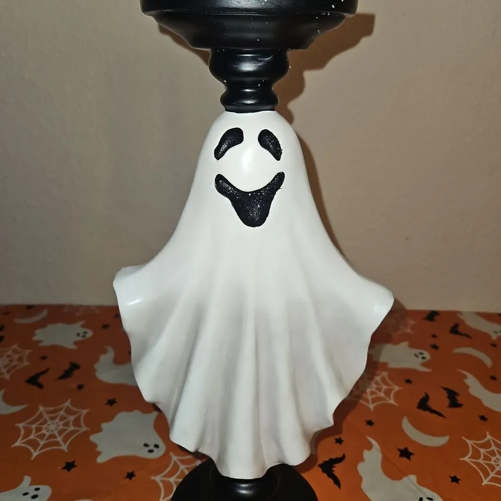 Halloween Ghost Figural Candle Pillar with Flameless Candle